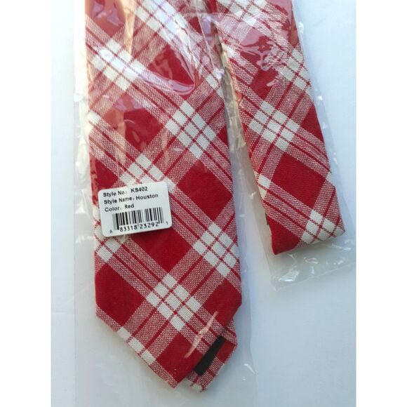 Knot Society 100% Cotton Red White Tartan Houston Men's Tie NWT - Picture 7 of 9